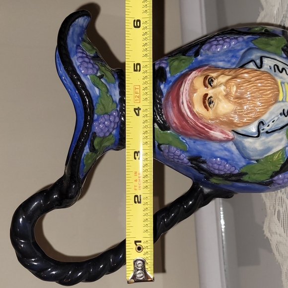 Vintage Hand Painted Pitcher Man & Grapes - Picture 15 of 16